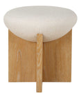Lainie - Minimalist Accent Stool - White / Light Brown