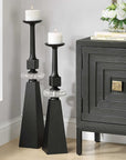 Ebon Glow - Floor Candleholders (Set of 2) - Black