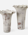 Ruffled Petal - White Vases (Set of 2)