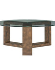 Ignis - Round Glass Coffee Table - Brown / Woodtone