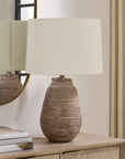 Tonachio - Etched Urn Table Lamp - Brown