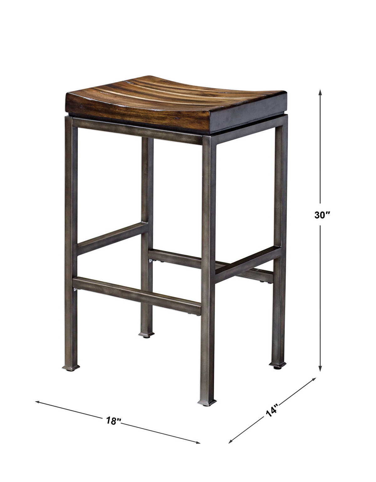 Beck - Industrial Bar Stool - Dark Brown &amp; Black