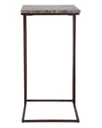 Theodore - Travertine Accent Table - Dark Brown