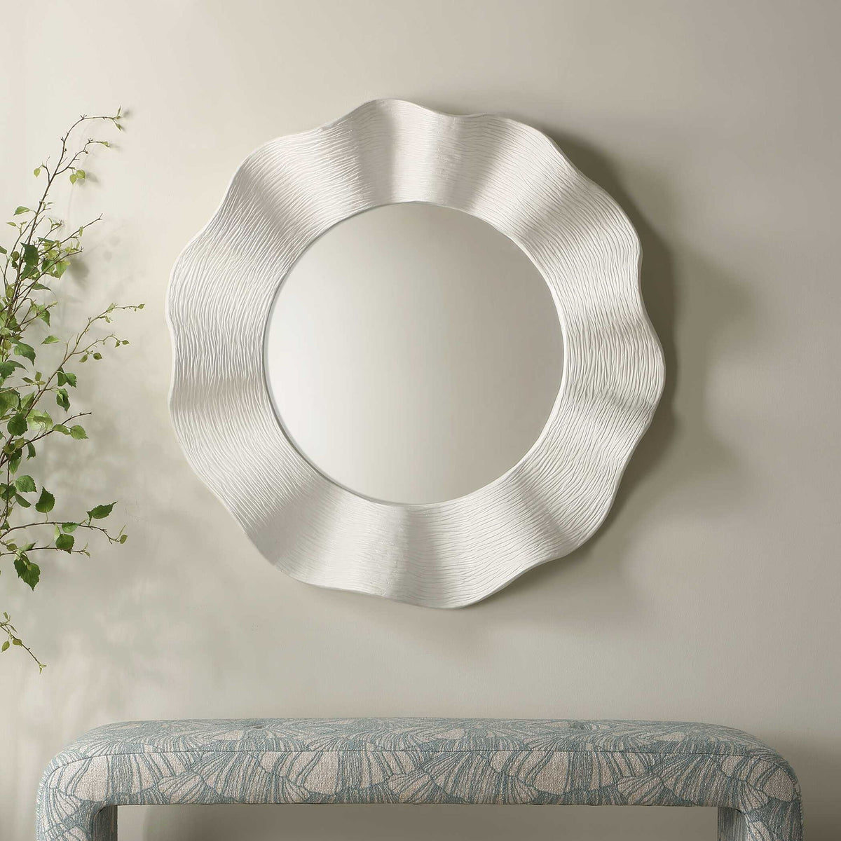 Wave Length - Round Mirror - White