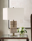 Turning - Point Travertine Table Lamp