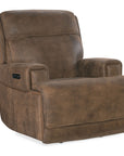 MS - Wheeler Power Recliner With Power Headrest - Dark Brown
