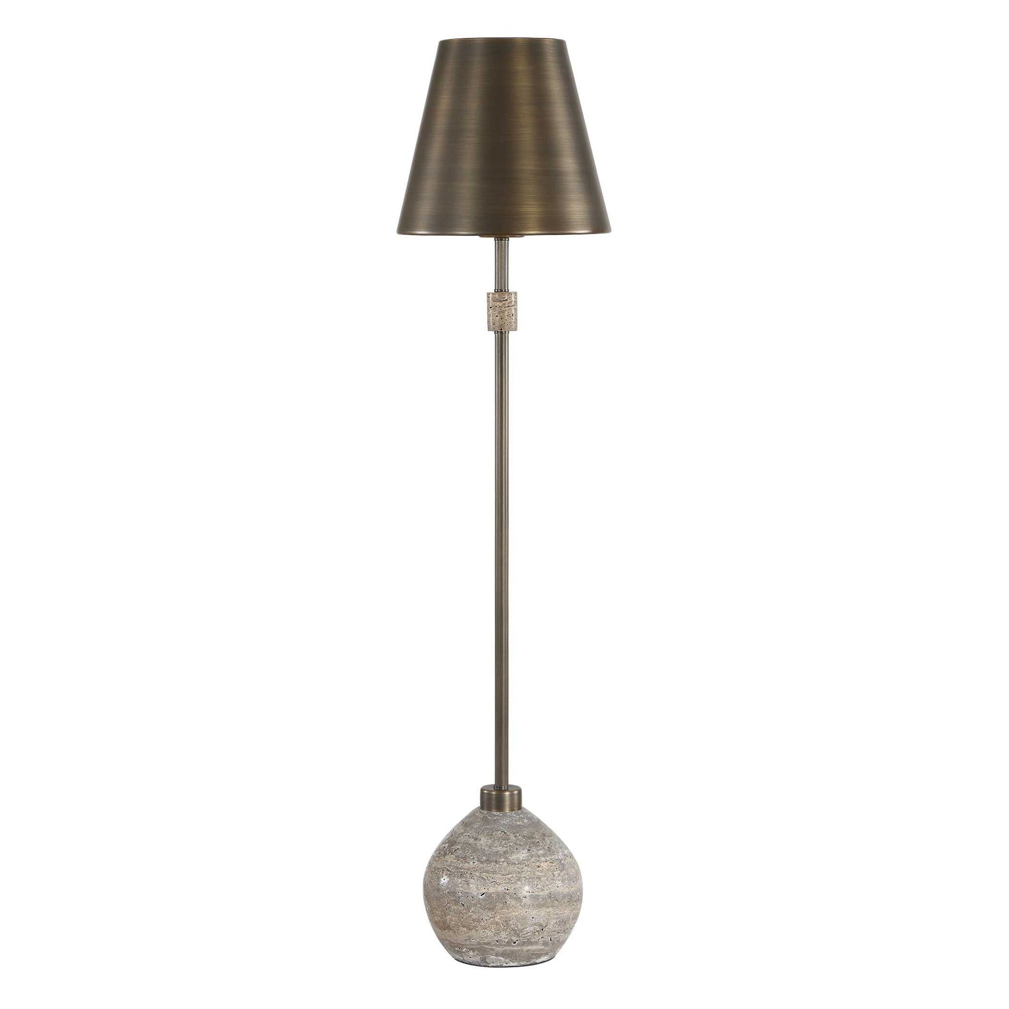Jaycee - Dark Travertine Buffet Lamp - Brass / Gold / Gray