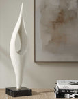 Fluid Drop - Stone Sculpture - White