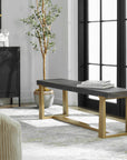 Voyage - Brass And Wood Bench - Gold