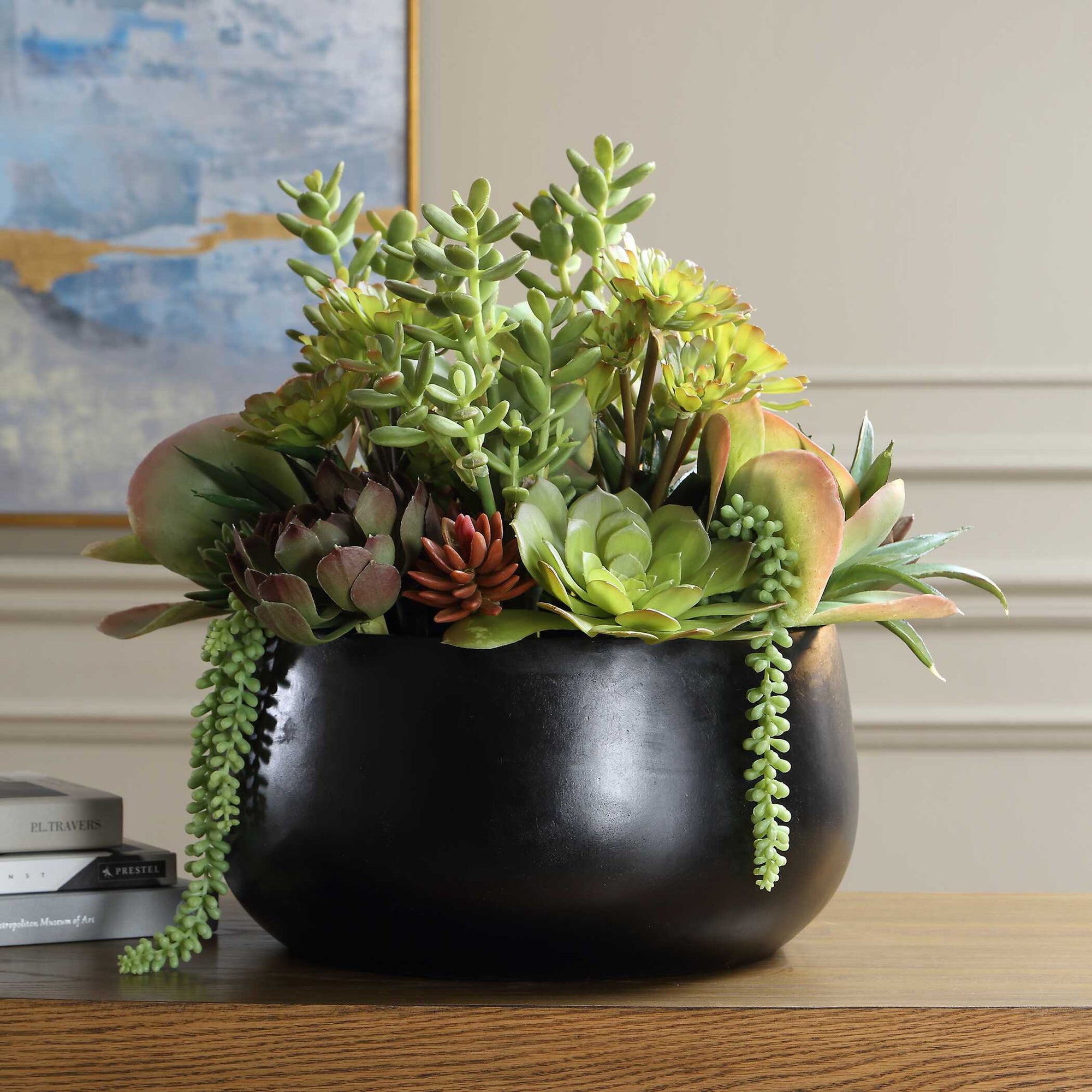 Mico - Indoor-Outdoor Succulent Centerpiece - Black,Green