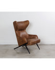Amos - Leather Accent Chair - Brown