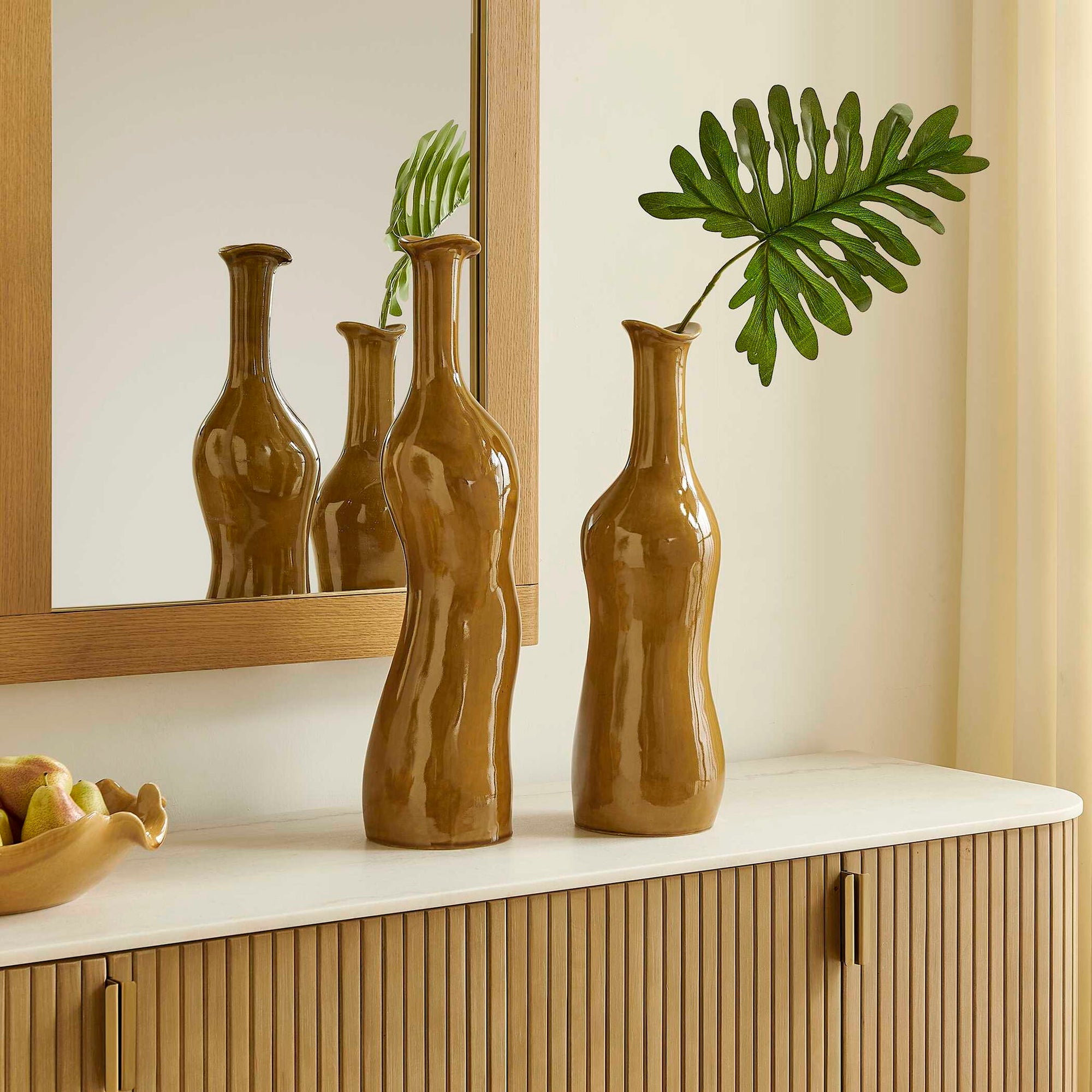 Sienna Flow - Indoor-Outdoor Bottle Vases (Set of 2) - Brown