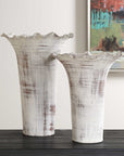 Ruffled Petal - White Vases (Set of 2)