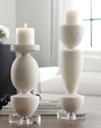 Lido - Stone Candleholders (Set of 2) - White