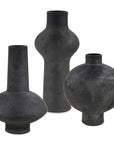 Charcoal Bloom - Indoor-Outdoor Vases (Set of 3) - Black / Gray