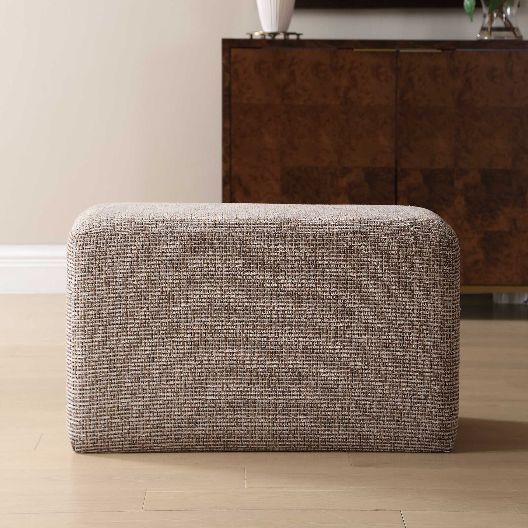 Kelce - Woven Checkered Ottoman - Brown