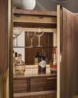 Eleana - Bar On Stand - Medium Wood / Gold