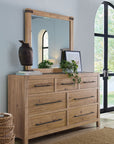 Vineyard Row - Square Mirror - Light Brown