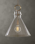Imbuto - Funnel Glass 1 Light Pendant - White & Gold