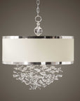 Fascination - 3 Light Silken Drum Pendant - Pearl Silver