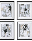 Tangled Threads - Abstract Framed Prints (Set of 4) - Pearl Silver