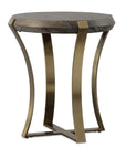 Unite - Brass Leg Wood Side Table - Dark Brown