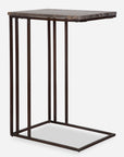 Theodore - Travertine Accent Table - Dark Brown