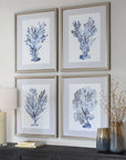 Shibori Coral - Framed Prints (Set of 4) - Light Gray