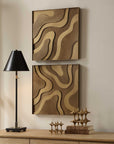 Golden Terrain - Wooden Wall Decor (Set of 2) - Brown / Gold