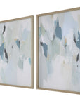 Seabreeze - Abstract Framed Canvas Prints (Set of 2) - Light Blue
