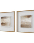 Between Lines - Abstract Painting (Set of 2) - Brown / White