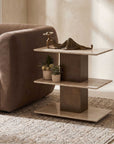 Travertini - 3 Tiered Accent Table - Bronze / Beige