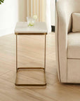 Tylan - Marble Accent Table - Brass / White