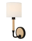 Franconia - 1 Light Wooden Sconce - Black / Light Brown