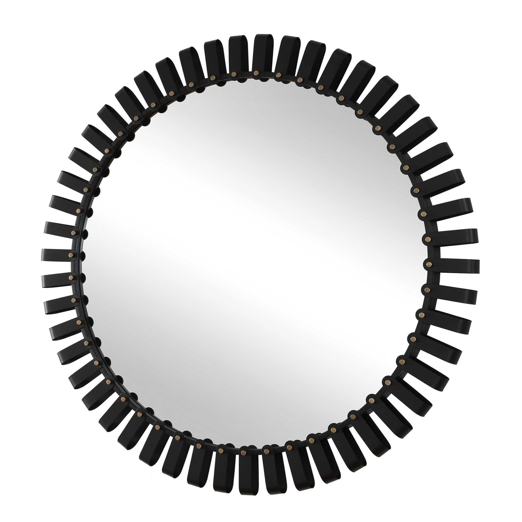 Jael - Round Iron Bands Mirror - Black