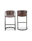 Freeman - Leather Barstool (Set of 2) - Grazed Brown