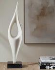 Fluid Drop - Stone Sculpture - White