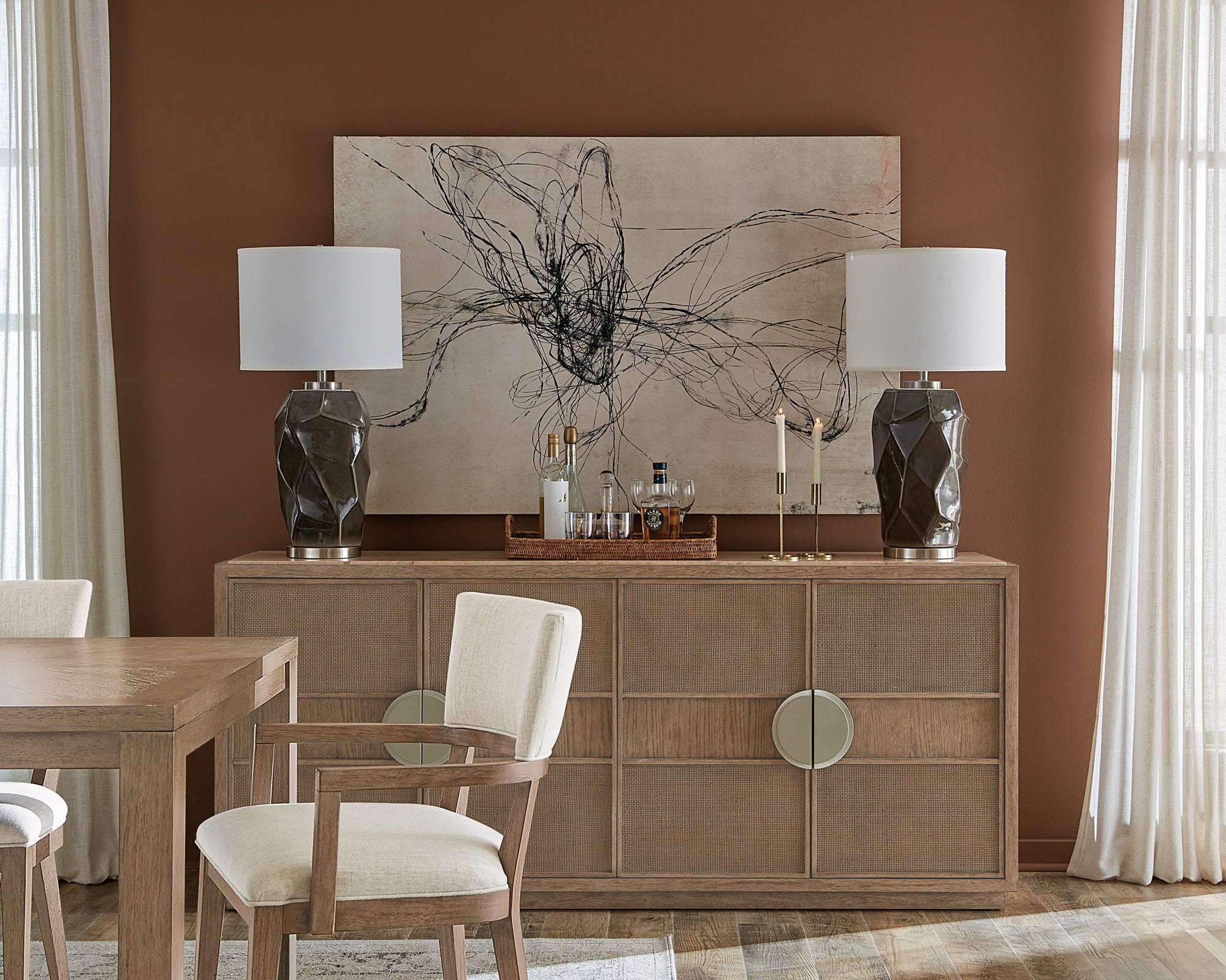 Sonnet - Dining Credenza - Dark Gray / Light Brown