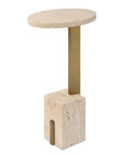 Feranno - Travertine Accent Table - Brass