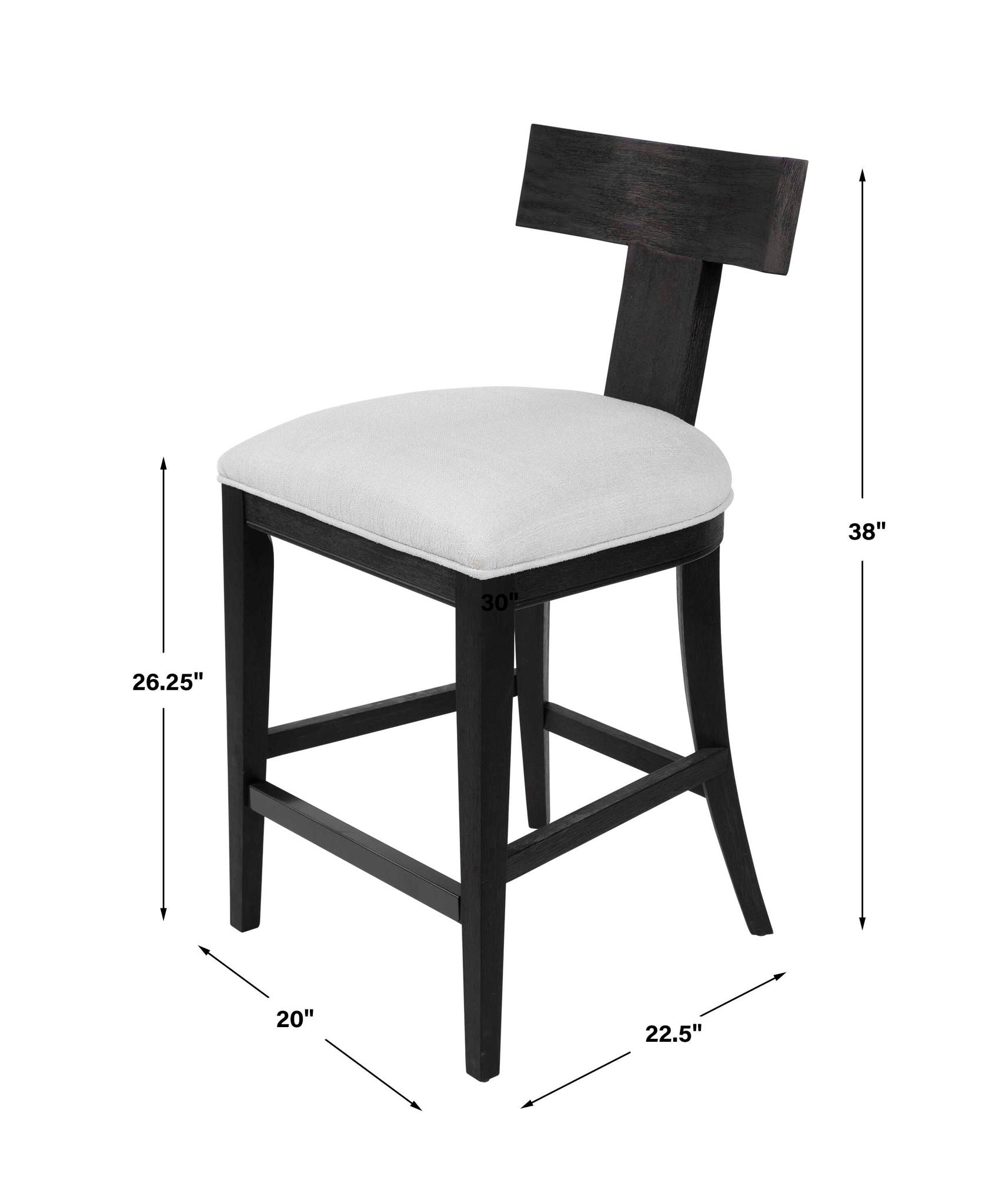 Idris - Modern Wood Counter Stool - Black &amp; White