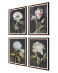 Florals On Black - Framed Prints (Set of 4) - Black