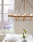 Crystal - Stick 8 Light Chandelier - Brass