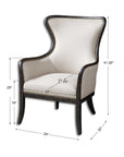 Sandy - Wing Back Armchair - Beige & Dark Brown