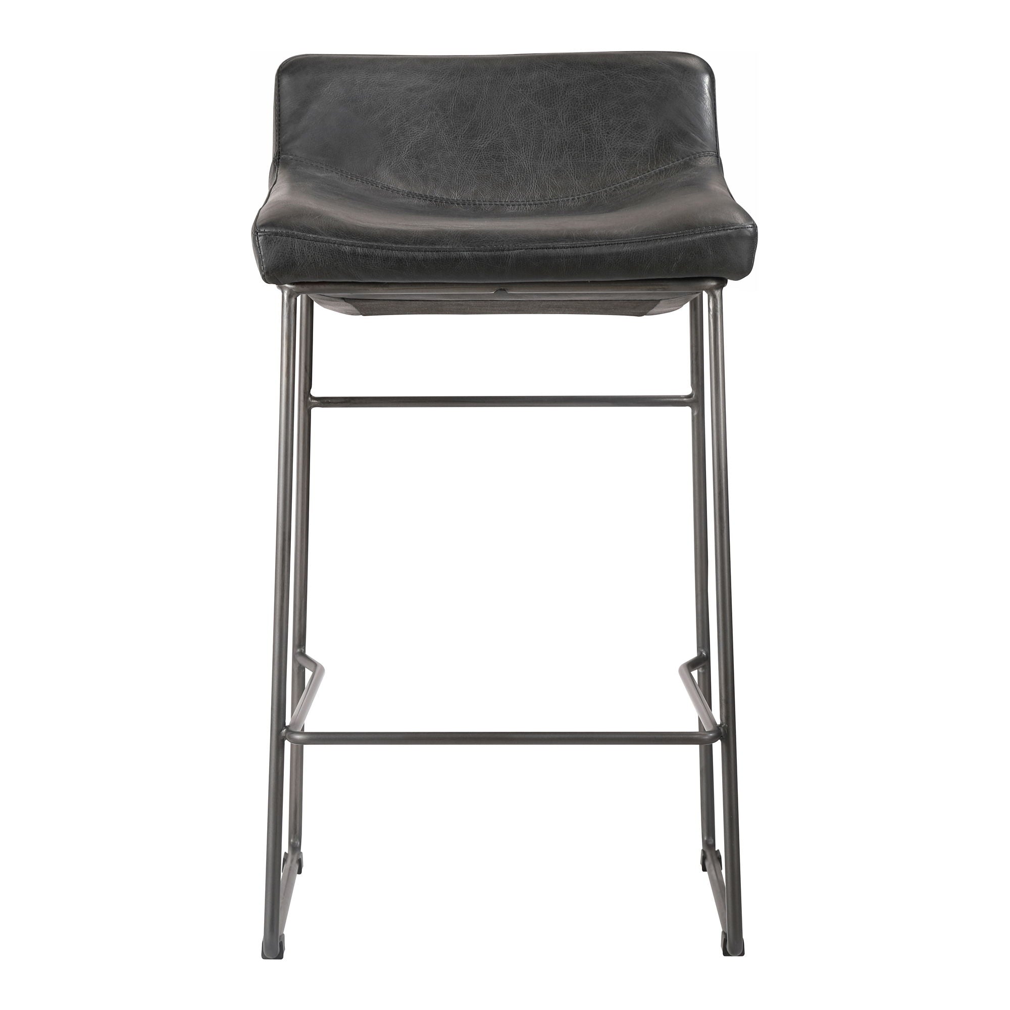 Starlet - Counter Stool Leather (Set of 2) - Onyx Black
