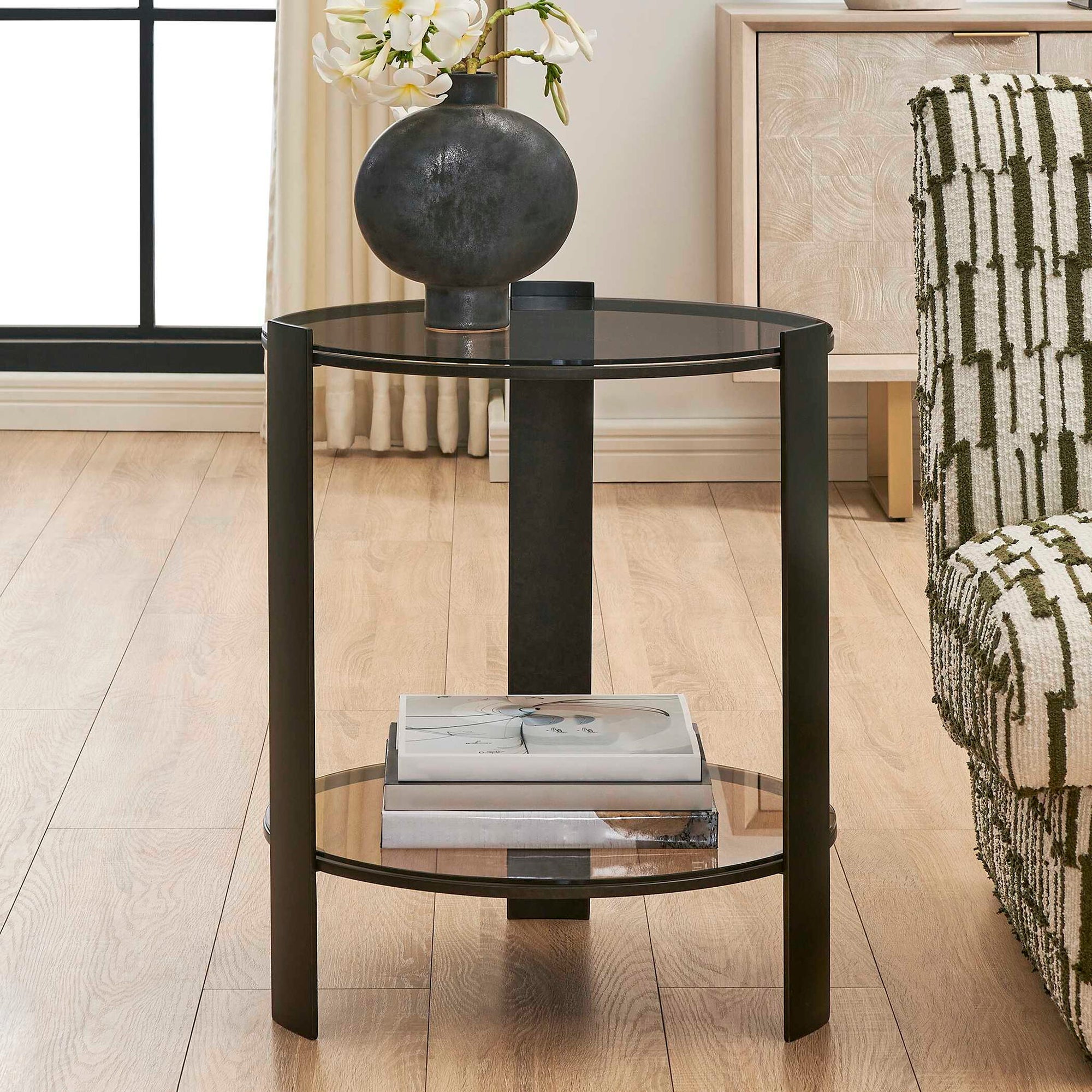 Hanson - Side Table - Bronze &amp; Dark Glass
