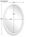 Bali - Ribbed Oval Mirror - White