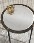 Wren - Round Marble Accent Table - Bronze / White