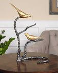 Birds On A Limb - Sculpture - Black & Gold