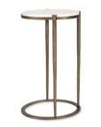 Mercier - Round Marble Accent Table - Brass / White