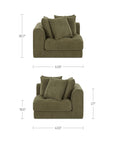 Davie - Corner Chair - Olive Green